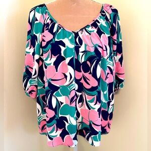 ADORBS! Fun Flirty Floral High-Low Top